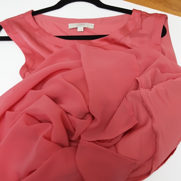 Loft Coral Sleeveless Dress with tie Small - Picture 4 of 6